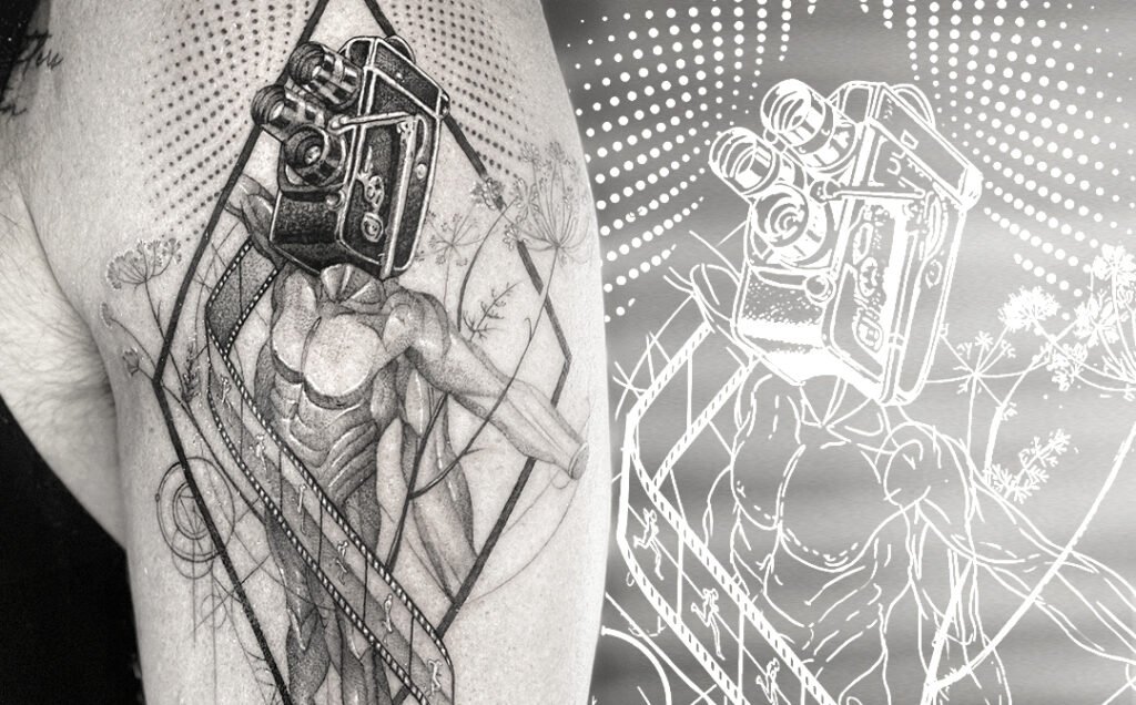 Arm Realistic Camera Movie Tattoo by Art Junkies Tattoos